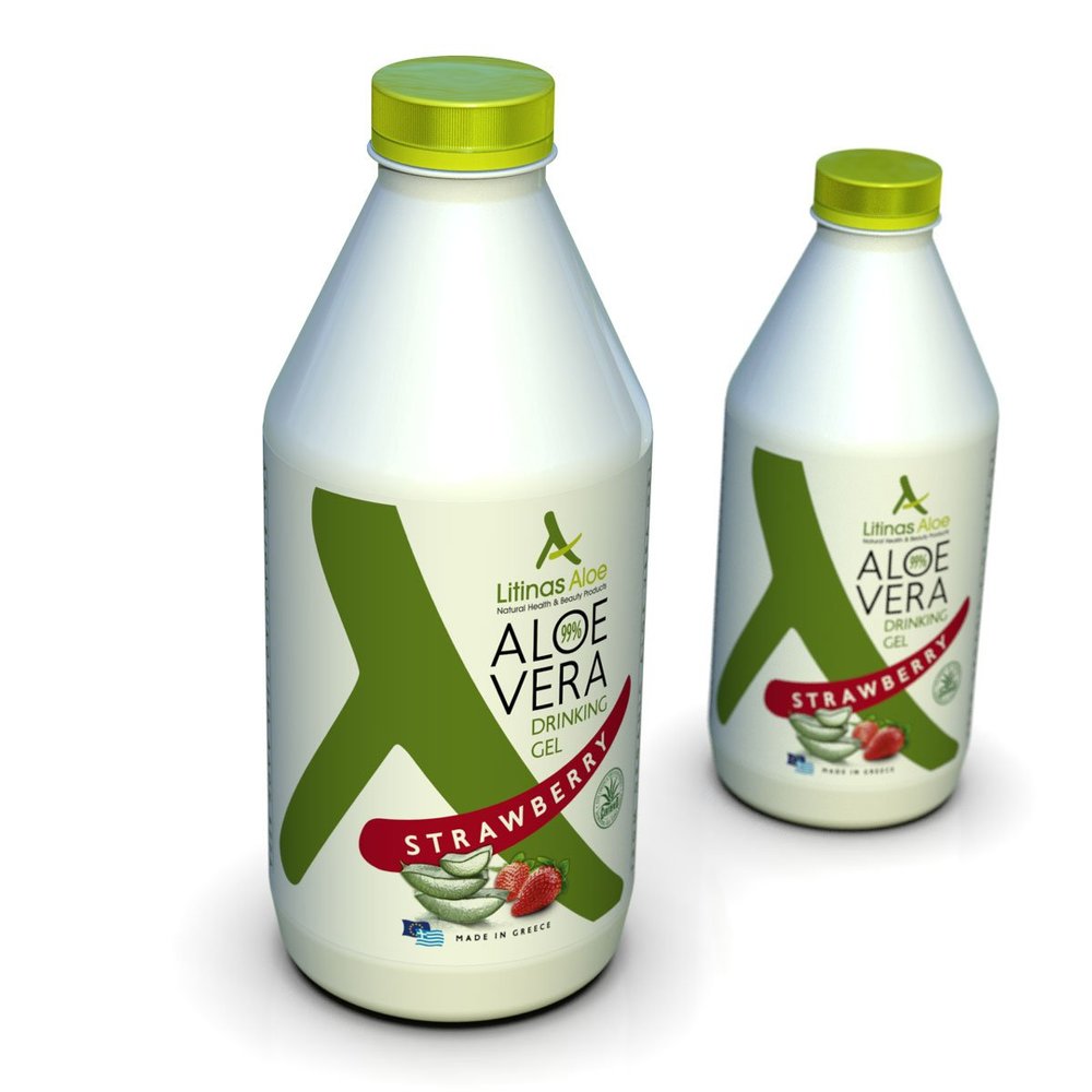 Aloe Vera Drinking Gel Juice Strawberry Favor - 99% from Inner Leaf Gel not Whole Leaf (1000ml)