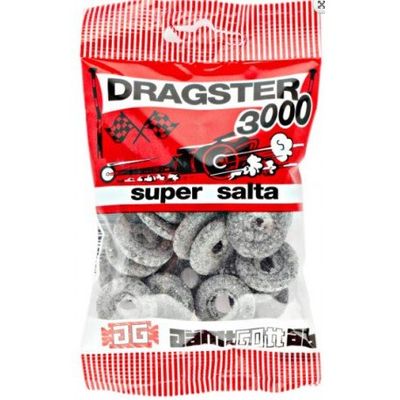 50 Bags x 50g of Dragster 3000 Super Salta - Original - Swedish - Salty Licorice - Salmiak - Salmiac - Wine Gums - Candies - Sweets