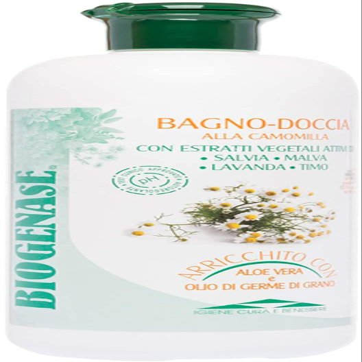 Biogenase - Relaxing Chamomile Shower Gel - Natural Body Wash Enriched with Aloe Vera and Wheat Germ Extracts - Moisturizing Body Wash - Paraben-Free, Silicone-Free and Cruelty-Free - 500 ml