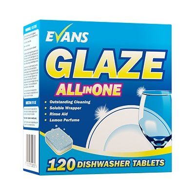 Evans C002AEV Glaze All in One Dishwasher Tablets - 120 Tablets