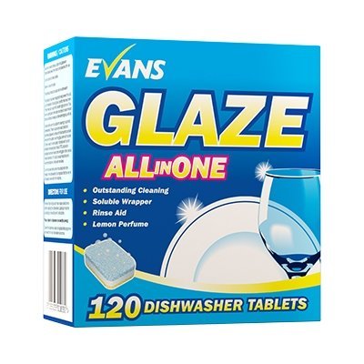 Evans C002AEV Glaze All in One Dishwasher Tablets - 120 Tablets