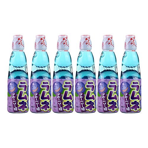 Hatakosen Ramune Soda - Blueberry Flavour 200ml (6 Bottles)