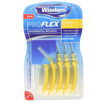 Wisdom Pro Flex Interdental Brush - 0.70mm Yellow - 5 Brushes Per Pack (6)
