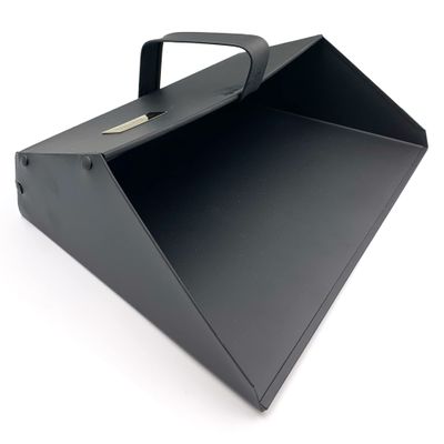 Extra Strong Industrial Trade Metal Dustpan | 35cm Wide Large Capacity Dust Pan with Handle | Heavy Duty Black Hooded Garden Dustpan, Dust and Dirt Collector Perfect for Indoor or Outdoor Use