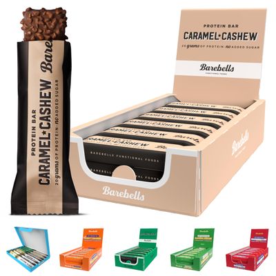 Barebells Protein Bars - 12 Count, 20g High Protein Treats Sugar Free Chocolate Nutrition Bar, Low Carb On The Go Breakfast or Post-Workout Snack (Caramel Cashew)
