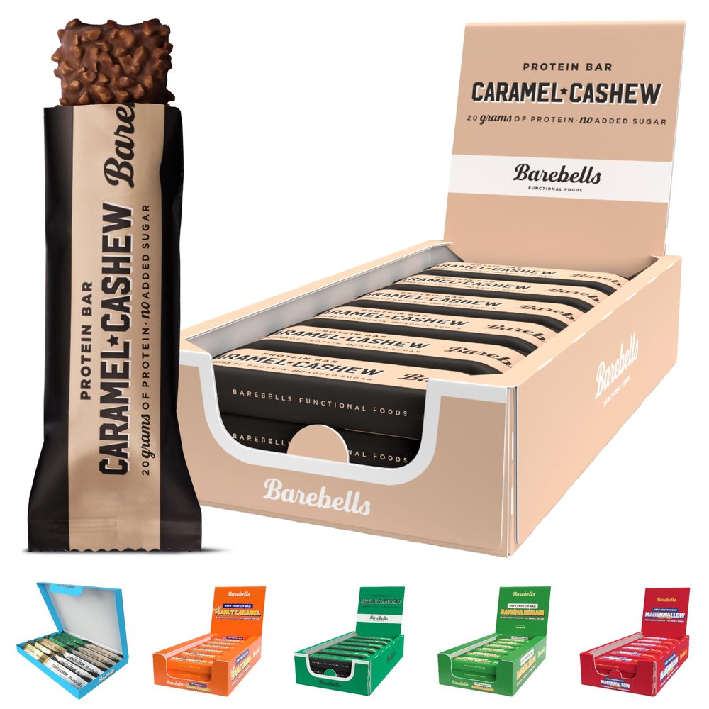 Barebells Protein Bars - 12 Count, 20g High Protein Treats Sugar Free Chocolate Nutrition Bar, Low Carb On The Go Breakfast or Post-Workout Snack (Caramel Cashew)