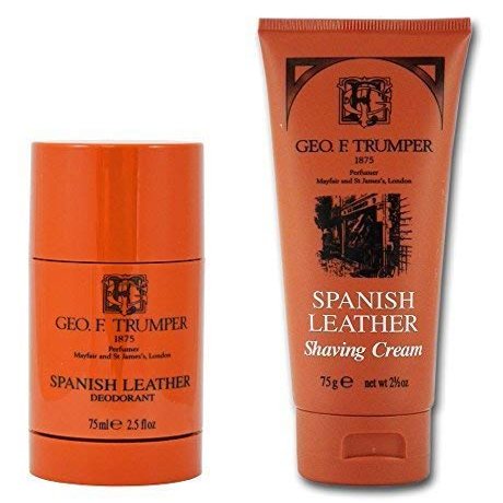 Geo F Trumper Spanish Leather Shaving Cream Tube and Deodorant Stick