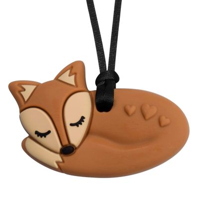 Munchables: Jewelry For Kids that Chew Munchables Fox Sensory Chew Necklace (Brown - Weaker Version with Holdes)