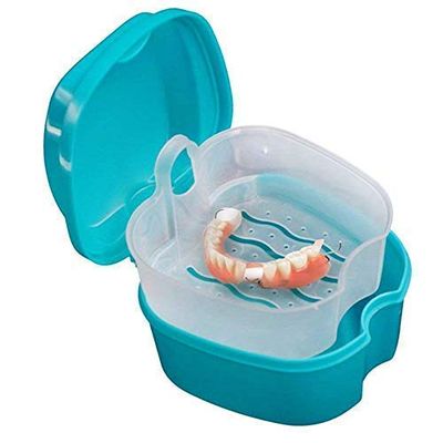 Coolrunner Denture Case with Strainer, Portable, Blue, Adult, 1 Count