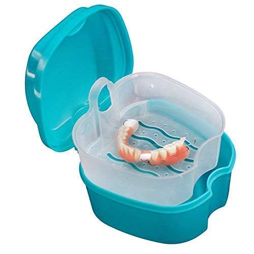 Coolrunner Denture Case with Strainer, Portable, Blue, Adult, 1 Count