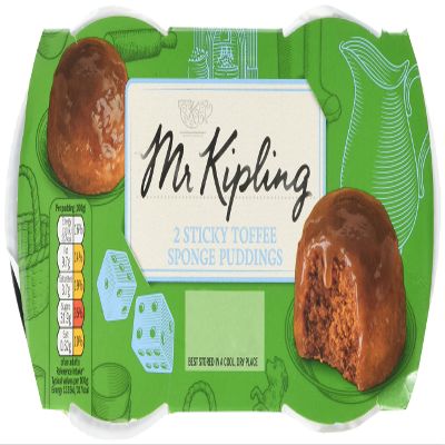 Mr Kipling 95 g Sticky Toffee Sponge Puddings, 220 g Box, 2 per Pack (Pack of 2)