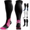 aZengear Compression Socks (20-30mmHg) Anti DVT Air Flying Knee-High Flight Travel Stockings, Swollen Legs, Varicose Veins, Running, Shin Splints Calf Pressure Support, Sports (Black w/Pink, S/M) view 1