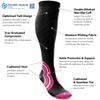 aZengear Compression Socks (20-30mmHg) Anti DVT Air Flying Knee-High Flight Travel Stockings, Swollen Legs, Varicose Veins, Running, Shin Splints Calf Pressure Support, Sports (Black w/Pink, S/M) view 2