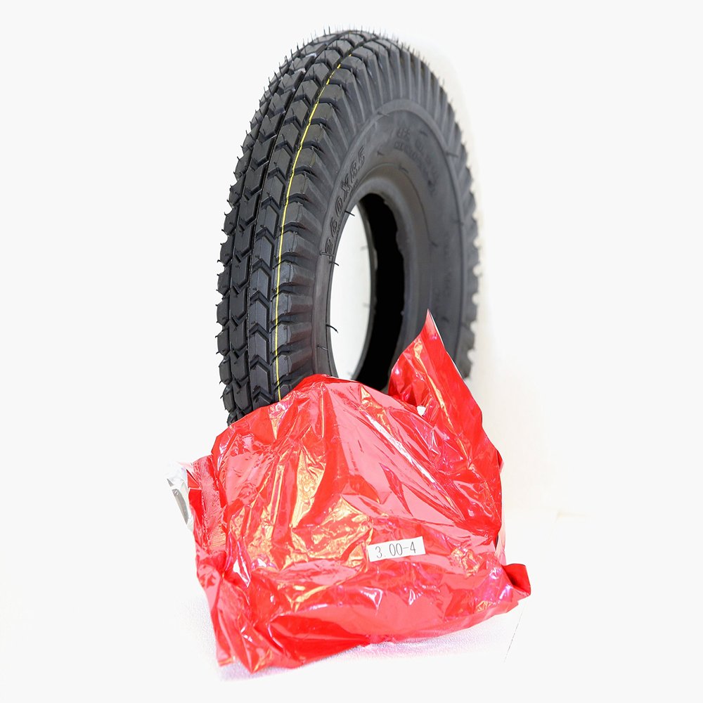 1x 3.00-4 (260x85) Black Block Tread Mobility Scooter Tyre & Tube