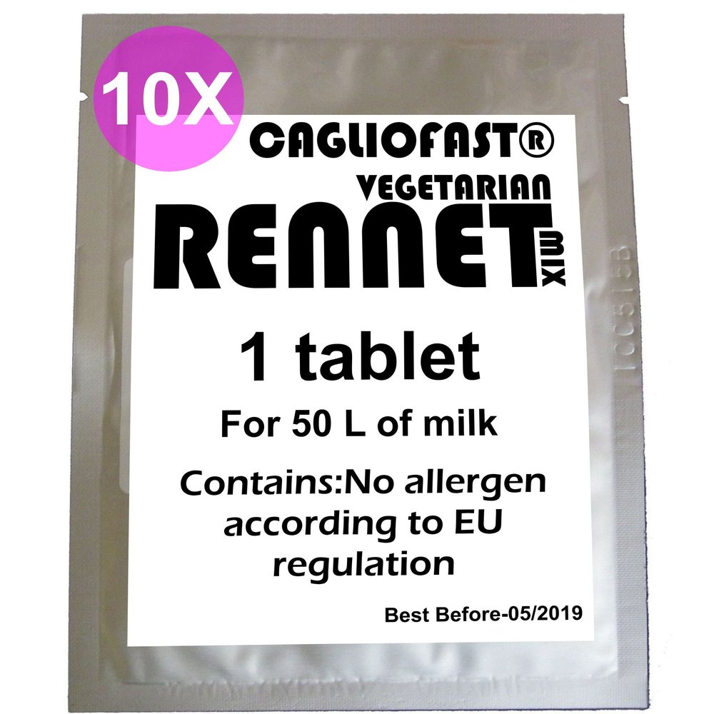 10 x CAGLIO FAST Tablet Vegetarian Rennet For 500 L Milk 
