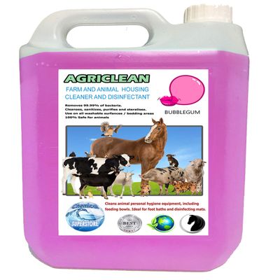 4 x 5L BUBBLE GUM 20 Litres - AGRICLEAN ANIMAL STABLE CLEANER