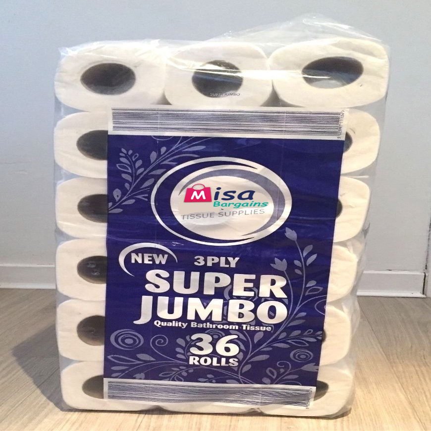 108 Toilet Rolls 3Ply 3 Ply Tissue Quilted Embossed Premium Quality Paper BY MISA