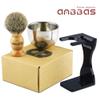 Anbbas Pure Badger Shaving Brush with Wood Handle and Shaving Bowl 2 Layers Stainless Steel,Black Acrylic Thicken Shaving Stand for DE Razor view 2