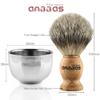 Anbbas Pure Badger Shaving Brush with Wood Handle and Shaving Bowl 2 Layers Stainless Steel,Black Acrylic Thicken Shaving Stand for DE Razor view 3