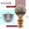 Anbbas 4IN1 Pure Badger Hair Shaving Brush Solid Manchurian Ash Wood Handle,Black Broken-Resistant Acrylic Shaving Stand,Stainless Steel Shaving Bowl Dia 3.2" and Goat Milk Soap 100g view 3