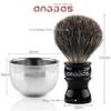 Anbbas Black Badger Hair Shaving Brush Resin Handle and Acrylic Thicken Shaving Stand,Stainless Steel Shaving Bowl and Goat Milk Soap 4in1 Shaving Set for Men Wet Shave Gift view 4