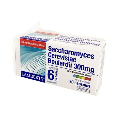 Lamberts Saccharomyces Boulardii 300mg 6 Billion Live Organisms per Capsule Gut Flora Support 30 Vegan Capsules