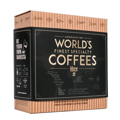 Original Gourmet Coffee Gift Set for Men & Women  5 of The Worlds Finest Single Estate Specialty & Organic Coffees | Brew & Enjoy Anytime, Anywhere | Hamper Style Letterbox Gift Idea for Him & Her