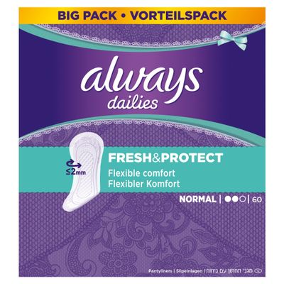 Always Dailies Fresh and Protect Normal Panty Liners Pads - Pack of 60