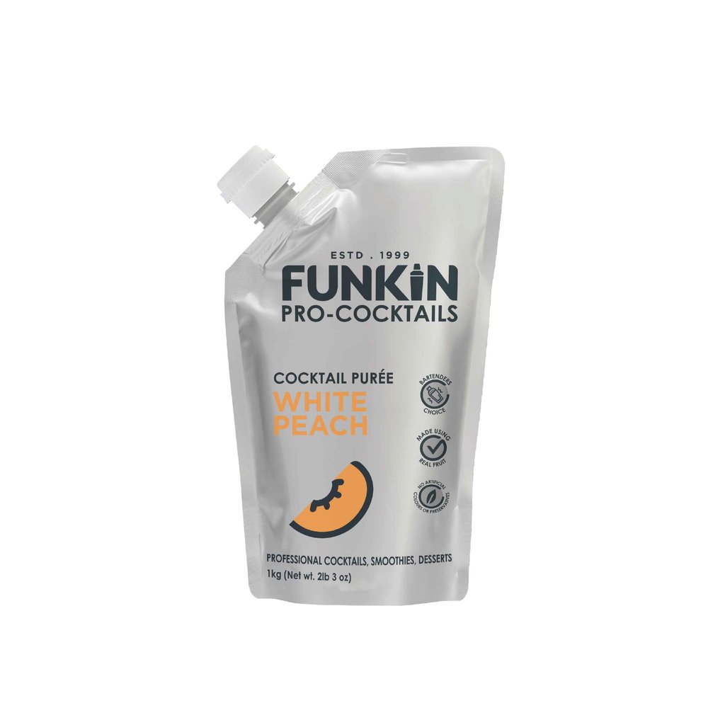Funkin Pro Peach Puree for Cocktails, Cooking & Baking, Real Fruit Cocktail Ingredients, 1kg Mixer