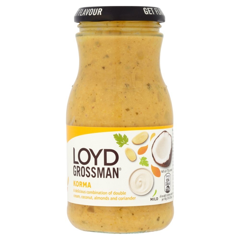 Loyd Grossman Korma Cooking Sauce, 350 g Jar (Pack of 6)