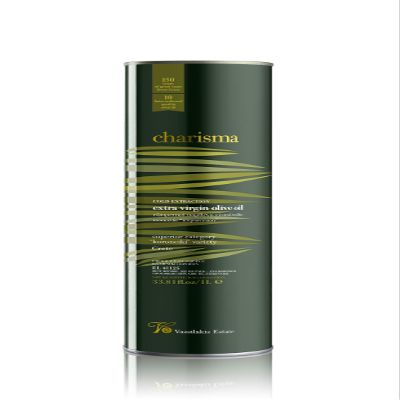 Vassilakis Estate Charisma Greek Extra Virgin Olive Oil from Crete 1L Tin Cold Pressed from Koroneiki Olives Low Acidity < 0.4% Family Size EVOO for Daily Use