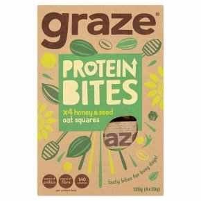 Graze Protein Bites Honey & Seed Oat Squares 120g (4x30g) Pack of 3