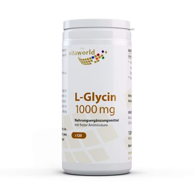 3 Pack Vita World L-Glycine 1000mg 3 x 120 Capsules Made in Germany Amino Acid