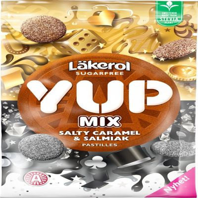 3 Bags x 30g of Lkerol Yup Mix - Salty Caramel & Salmiak - Original - Swedish - Sugar Free - Stevia - Pastilles - Lozenges - Dragees - Drops - Candies - Sweets