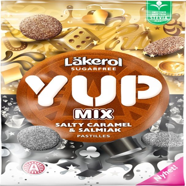 3 Bags x 30g of Lkerol Yup Mix - Salty Caramel & Salmiak - Original - Swedish - Sugar Free - Stevia - Pastilles - Lozenges - Dragees - Drops - Candies - Sweets