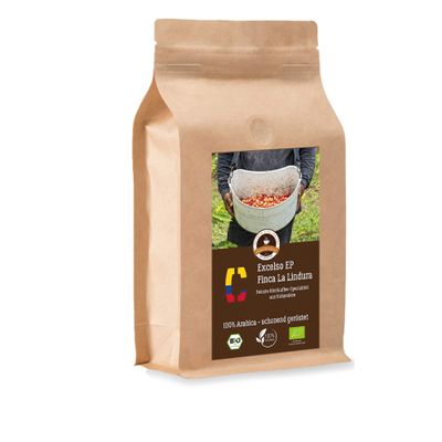 Coffee Globetrotter - Colombia Excelso EP Finca la Lindura - Organic - 1000 g Very Fine Ground - for Bean- to- Cup Machine, Coffee Grinder, Hand Grinder - Roasted Coffee from Organic Farming