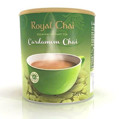 Royal Chai | Cardamom Sweetened Tub | 400 g (Pack of 1) | Premium Instant Chai | Makes 20 cups
