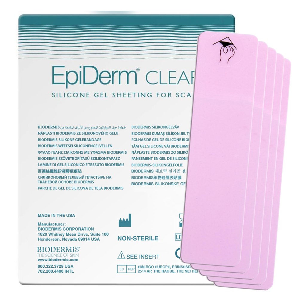 Epi-Derm C-Strip - 1.4 x 6 in - (5 Pack) (Clear) Silicone Scar Sheets from Biodermis