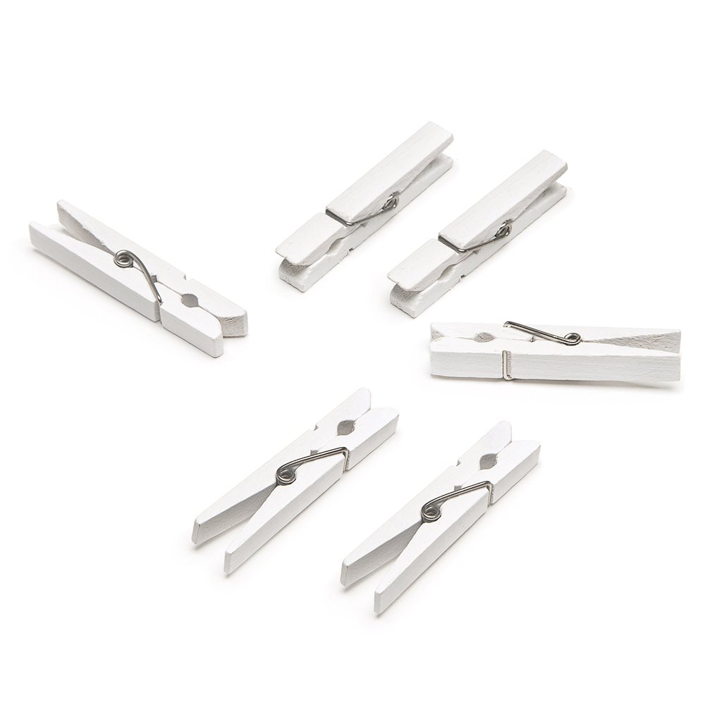 Darice Medium Size Clothepins, Wood, White, 1 Inch