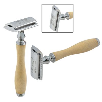 Cream Wooden Handle Safety Razor Double Edge Shaving(Blades not Included)