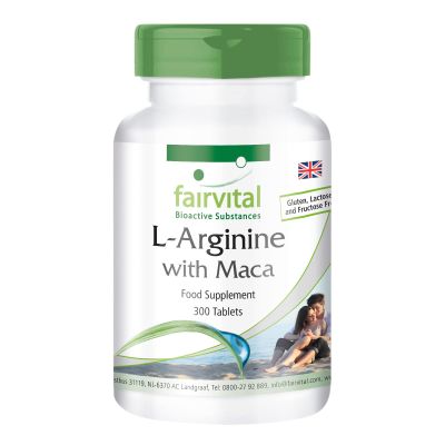 Fairvital | L-arginine with Maca - HIGH Dosage - 300 Tablets - with beta-glucan, OPC and zinc