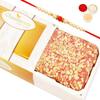 Ghasitaram Gifts Rakhi Gifts for Brothers Rakhi Sweets - Roasted Cashew Strawberry Cake with Pearl Beads Rakhi view 1