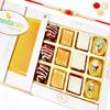 Ghasitaram Gifts Rakhi Gifts for Brothers Rakhi Sweets - Ghasitaram Gifts - Assorted Exotic Cashew Sweets 12 pcs with Beads Rakhi view 1
