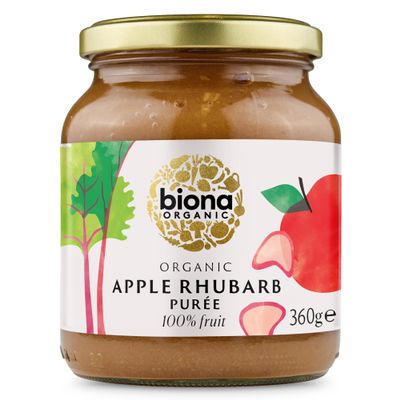 BIONA Organic Apple & Rhubarb Puree - No Added Sugar 360g (PACK OF 1)