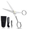 ONTAKI Professional German Beard & Mustache Scissors with Comb & Carrying Pouch - Hand Forged with Bevel Edge for Precision Perfect Mens Facial Hair Grooming Kit for All Body or Facial Hair (Silver) view 1