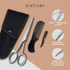 ONTAKI Professional German Beard & Mustache Scissors with Comb & Carrying Pouch - Hand Forged with Bevel Edge for Precision Perfect Mens Facial Hair Grooming Kit for All Body or Facial Hair (Silver) view 2
