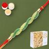 Ghasitaram Gifts Rakhi for Brother Rakhis Online - 0057 Never Leave me Rakhi with 400 GMS of Soan Papdi view 1