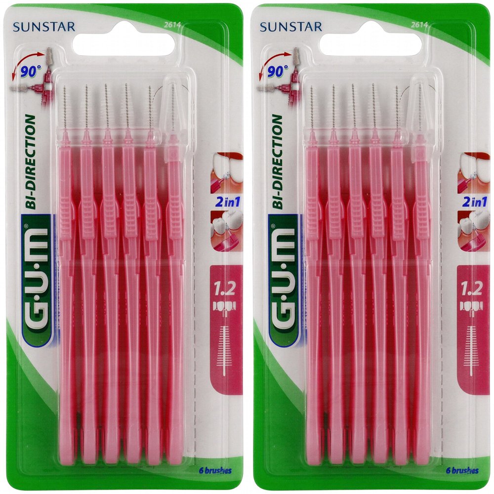 Gum 2614 - Proxabrush Bidirection 1,2 Interdental Brush - Pack of 2