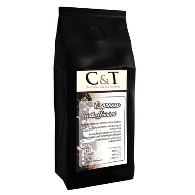Coffee Beans Decaffeinated Our Espresso Cream 200 g Whole Beans for Fully Automatic Coffee Machine, Fully Automatic Espresso Machine Gentle Roasted Bean Coffee Low Acid Without Caffeine Blend