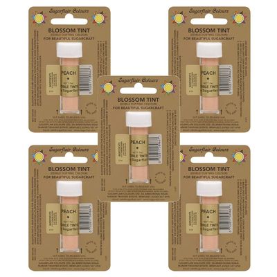 5 x Sugarflair Peach Edible Blossom Tint Food Colour Cake Decoration Dust Powder